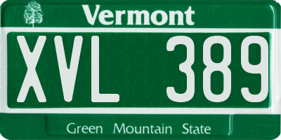 VT license plate XVL389