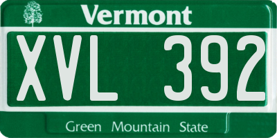 VT license plate XVL392