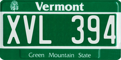 VT license plate XVL394