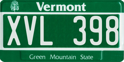 VT license plate XVL398