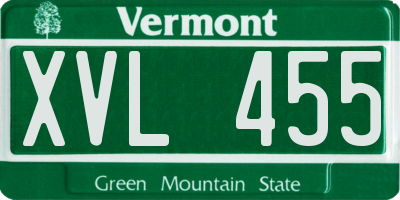 VT license plate XVL455