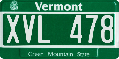 VT license plate XVL478