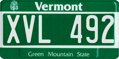 VT license plate XVL492