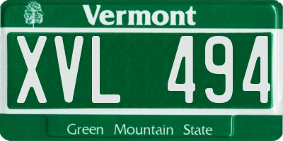 VT license plate XVL494