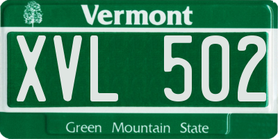 VT license plate XVL502