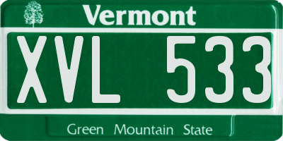 VT license plate XVL533