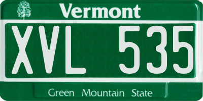 VT license plate XVL535