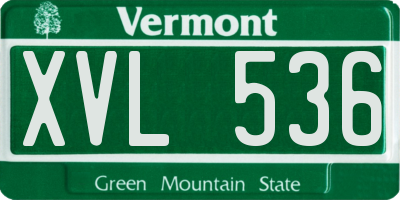 VT license plate XVL536