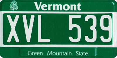 VT license plate XVL539