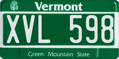 VT license plate XVL598