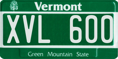 VT license plate XVL600