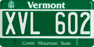VT license plate XVL602