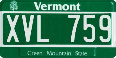 VT license plate XVL759