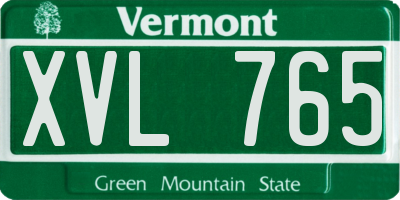 VT license plate XVL765