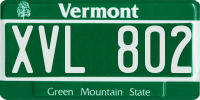 VT license plate XVL802