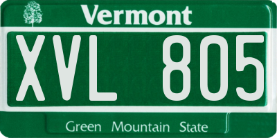 VT license plate XVL805