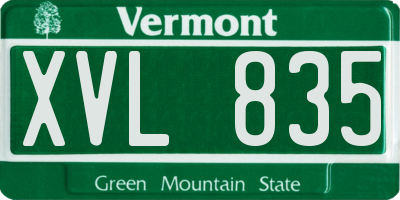 VT license plate XVL835