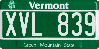 VT license plate XVL839