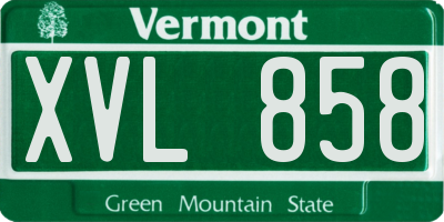VT license plate XVL858