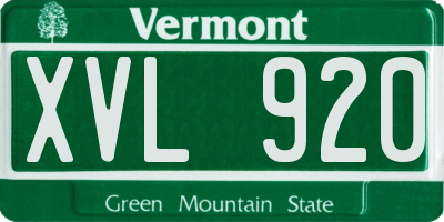VT license plate XVL920