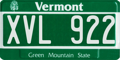 VT license plate XVL922