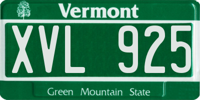 VT license plate XVL925