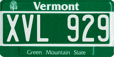 VT license plate XVL929