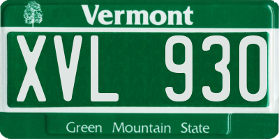 VT license plate XVL930