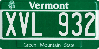 VT license plate XVL932
