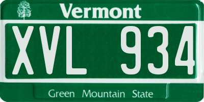 VT license plate XVL934