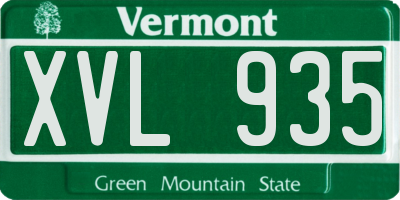 VT license plate XVL935