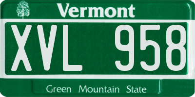 VT license plate XVL958