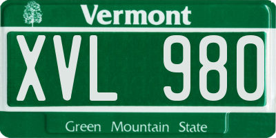 VT license plate XVL980