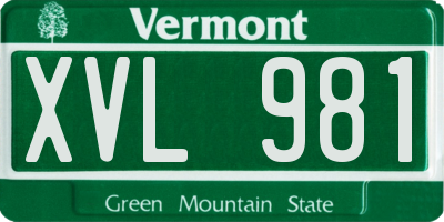 VT license plate XVL981