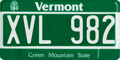VT license plate XVL982