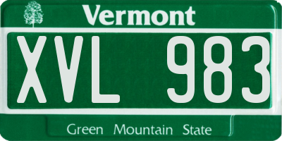 VT license plate XVL983