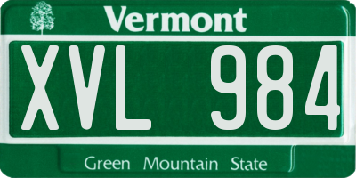 VT license plate XVL984