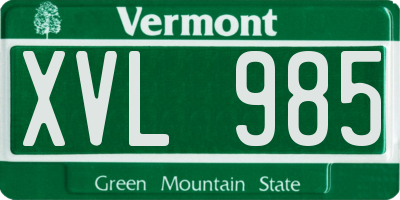 VT license plate XVL985