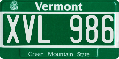 VT license plate XVL986