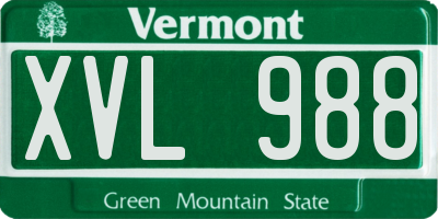 VT license plate XVL988