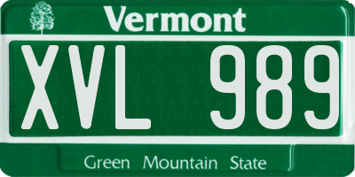 VT license plate XVL989