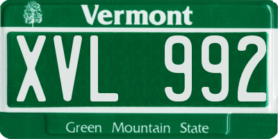 VT license plate XVL992