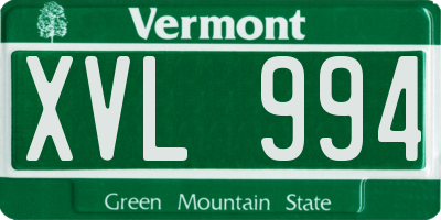 VT license plate XVL994
