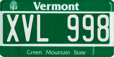 VT license plate XVL998