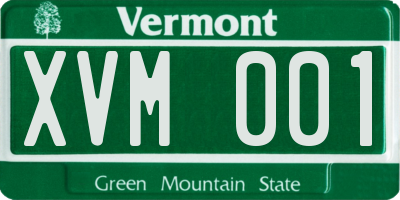 VT license plate XVM001