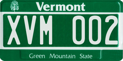 VT license plate XVM002