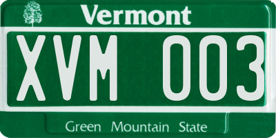 VT license plate XVM003
