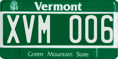 VT license plate XVM006