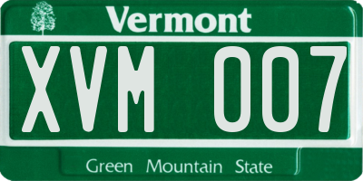 VT license plate XVM007