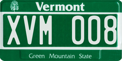 VT license plate XVM008